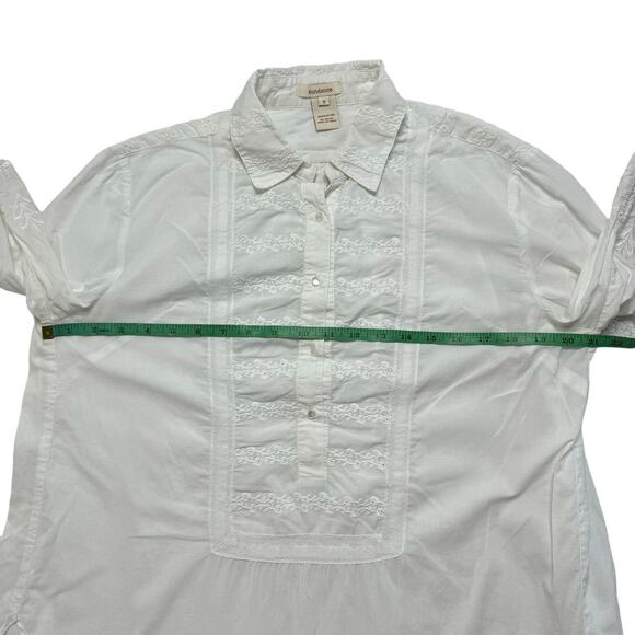 SUNDANCE White Eyelet Lace Crochet Popover Collar Shirt Size Small 100% Cotton - Picture 8 of 10